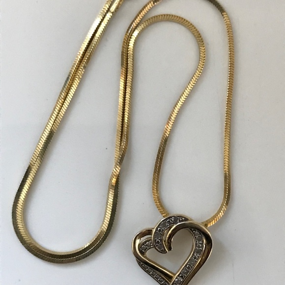 Modern 925 Silver Gold Plated Necklace Heart Pendant made in Italy - Picture 1 of 9